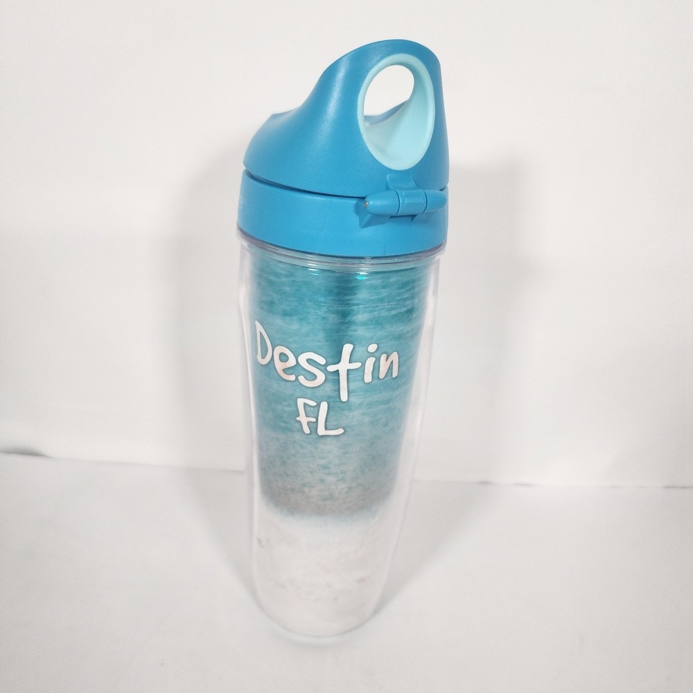 Tervis Destin FL 24 Oz Insulated Water Bottle Flip Top Blue Beach Tumbler